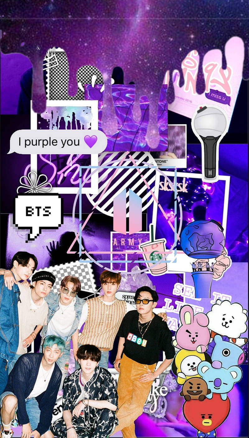 防弹少年团美学 BT21 紫色 壁纸