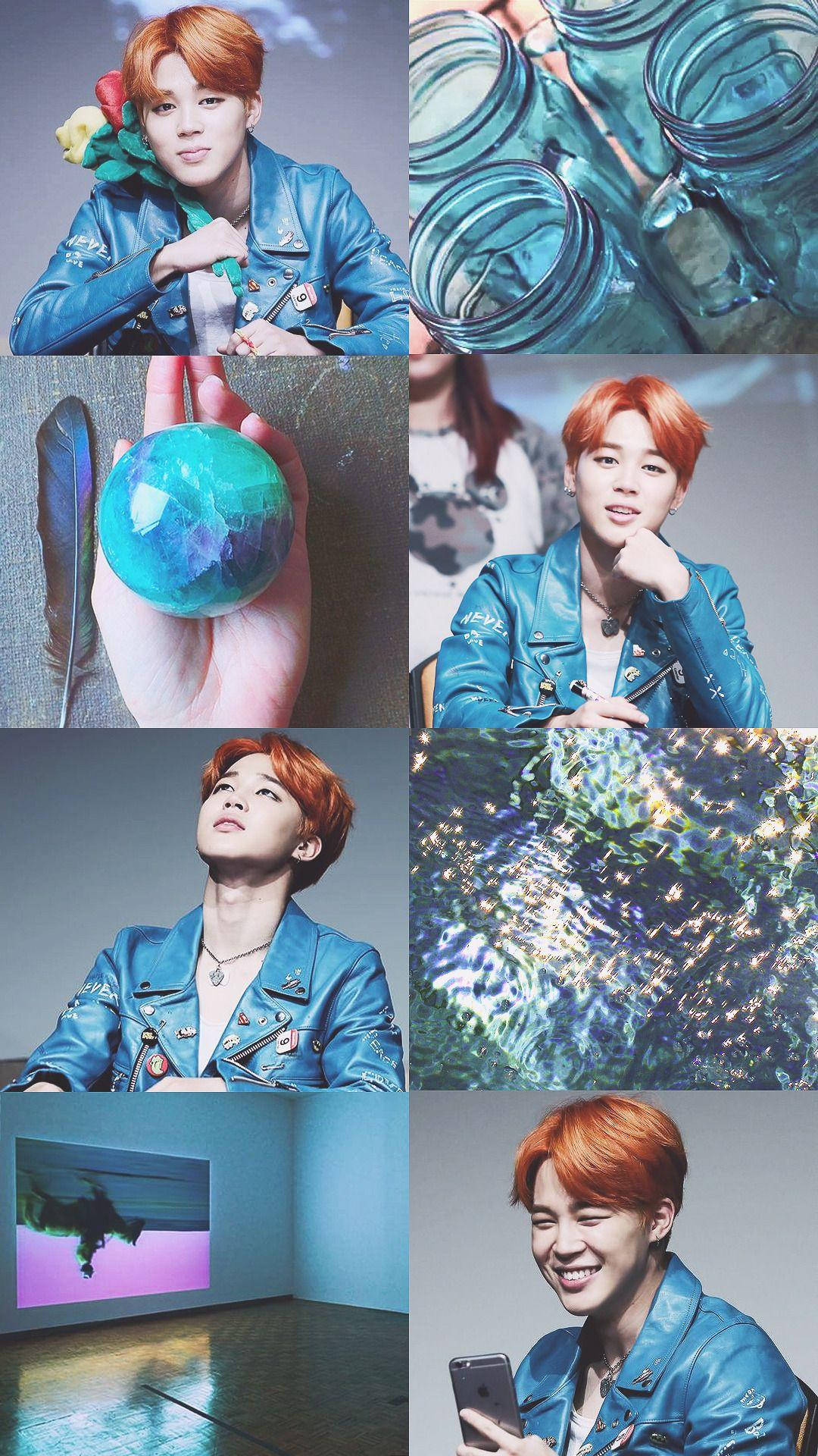 BTS Jimin蓝色美学拼贴画 壁纸