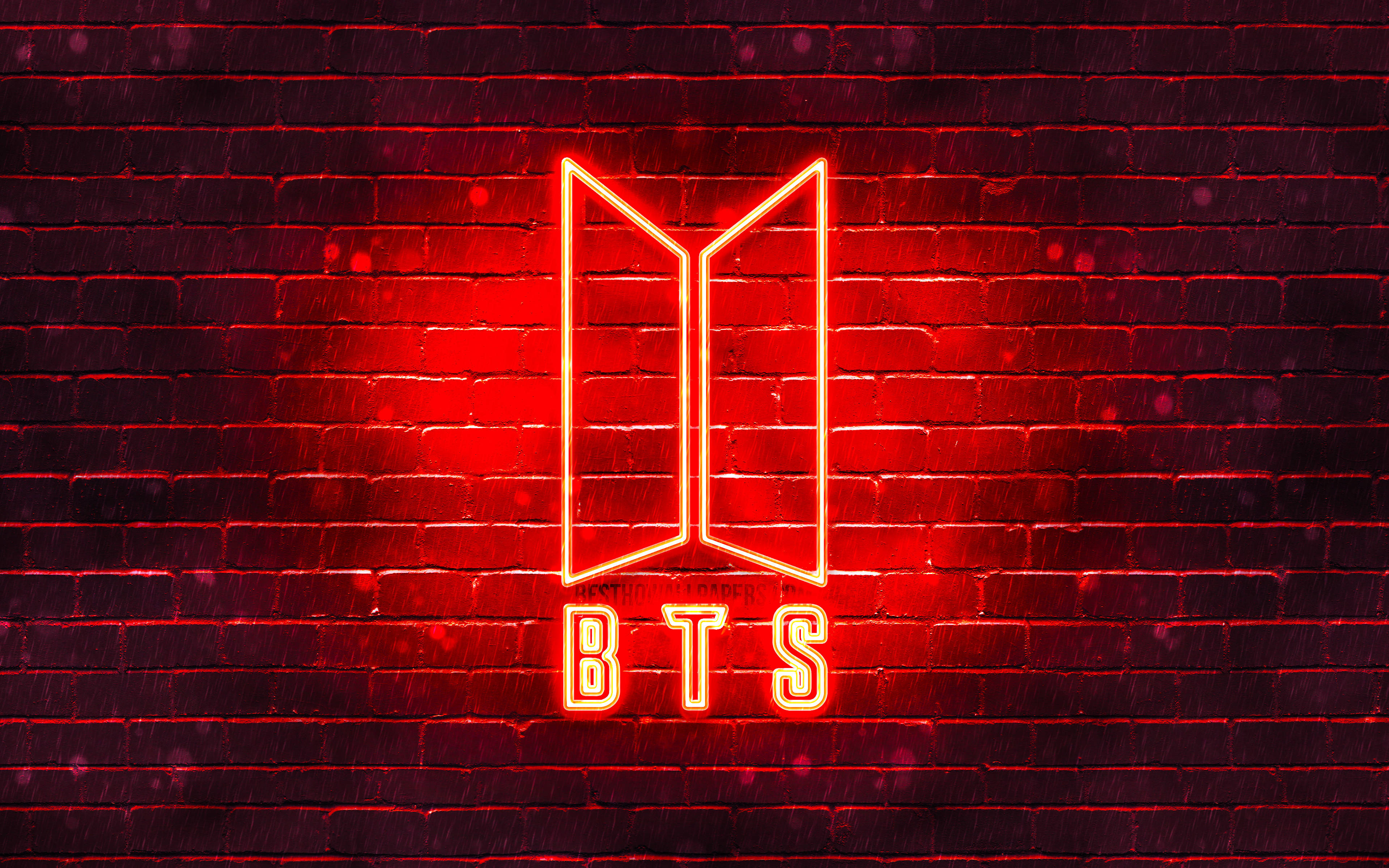 霓虹红BTS标志 壁纸