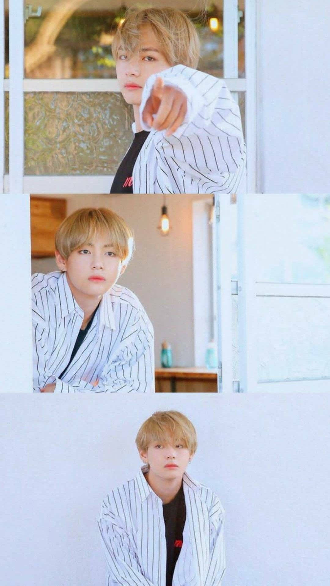 BTS V 白色拼接画 壁纸