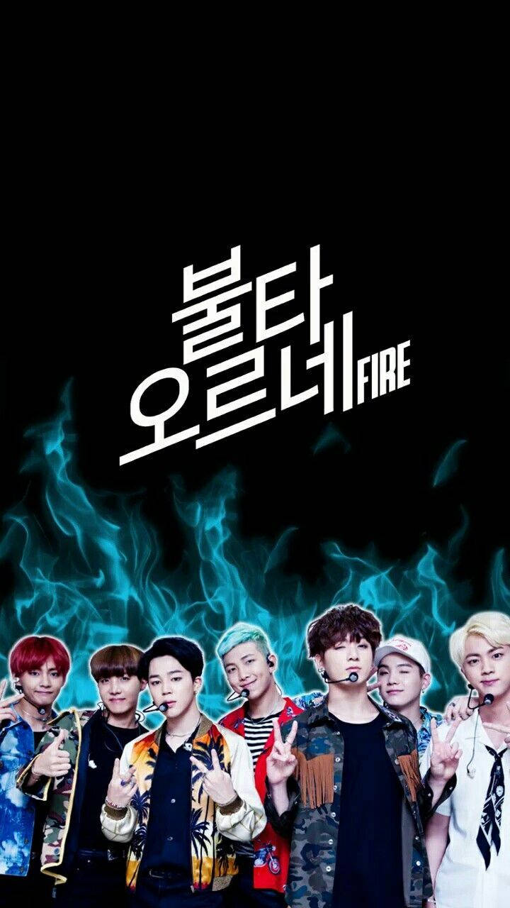 BTS成员V、Jungkook、Jimin、Suga、Jin、RM和J-hope的火焰专辑。