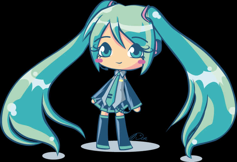 Chibi 初音未来 矢量艺术 壁纸