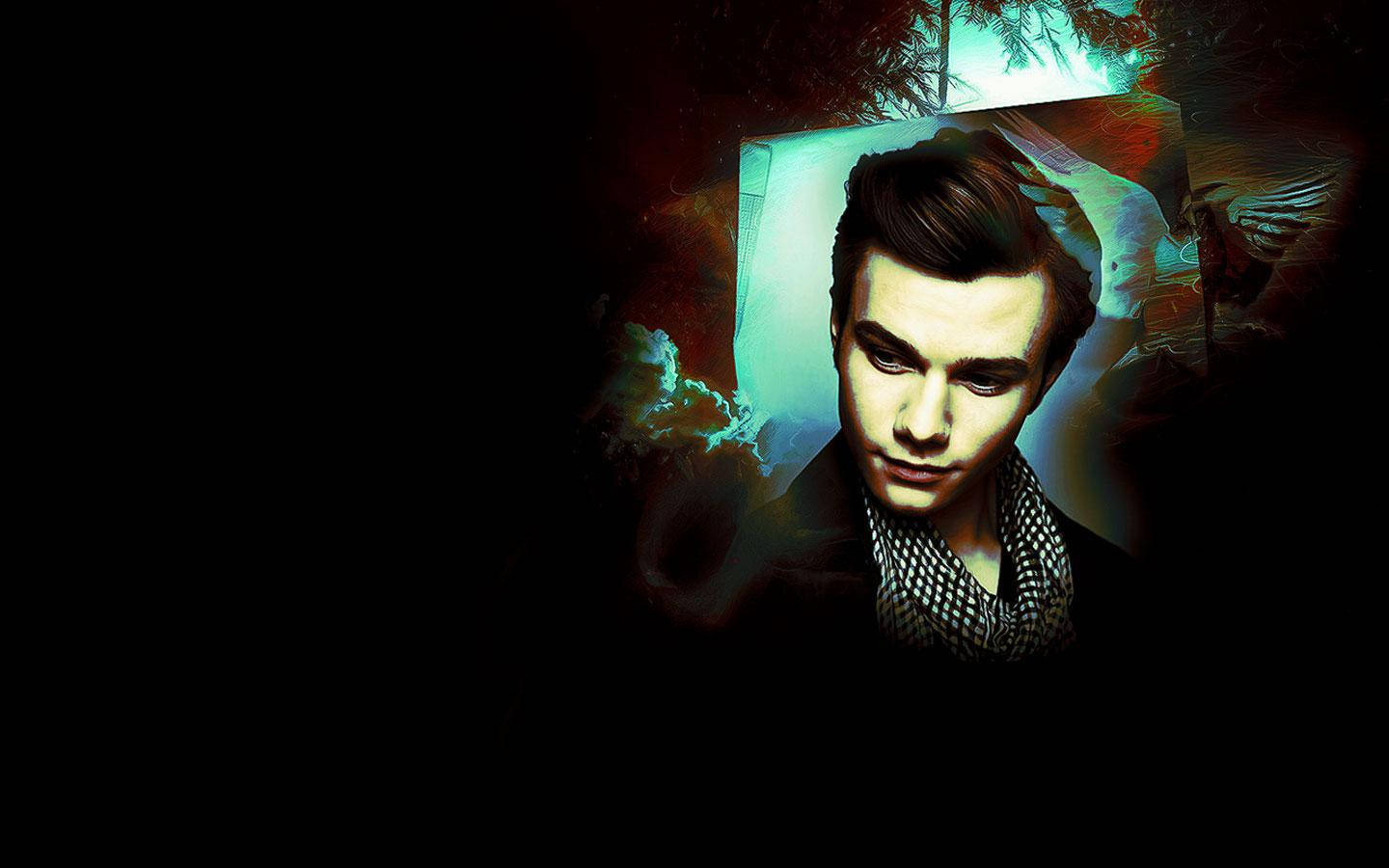 演员 Chris Colfer 在戏剧性灯光下 壁纸