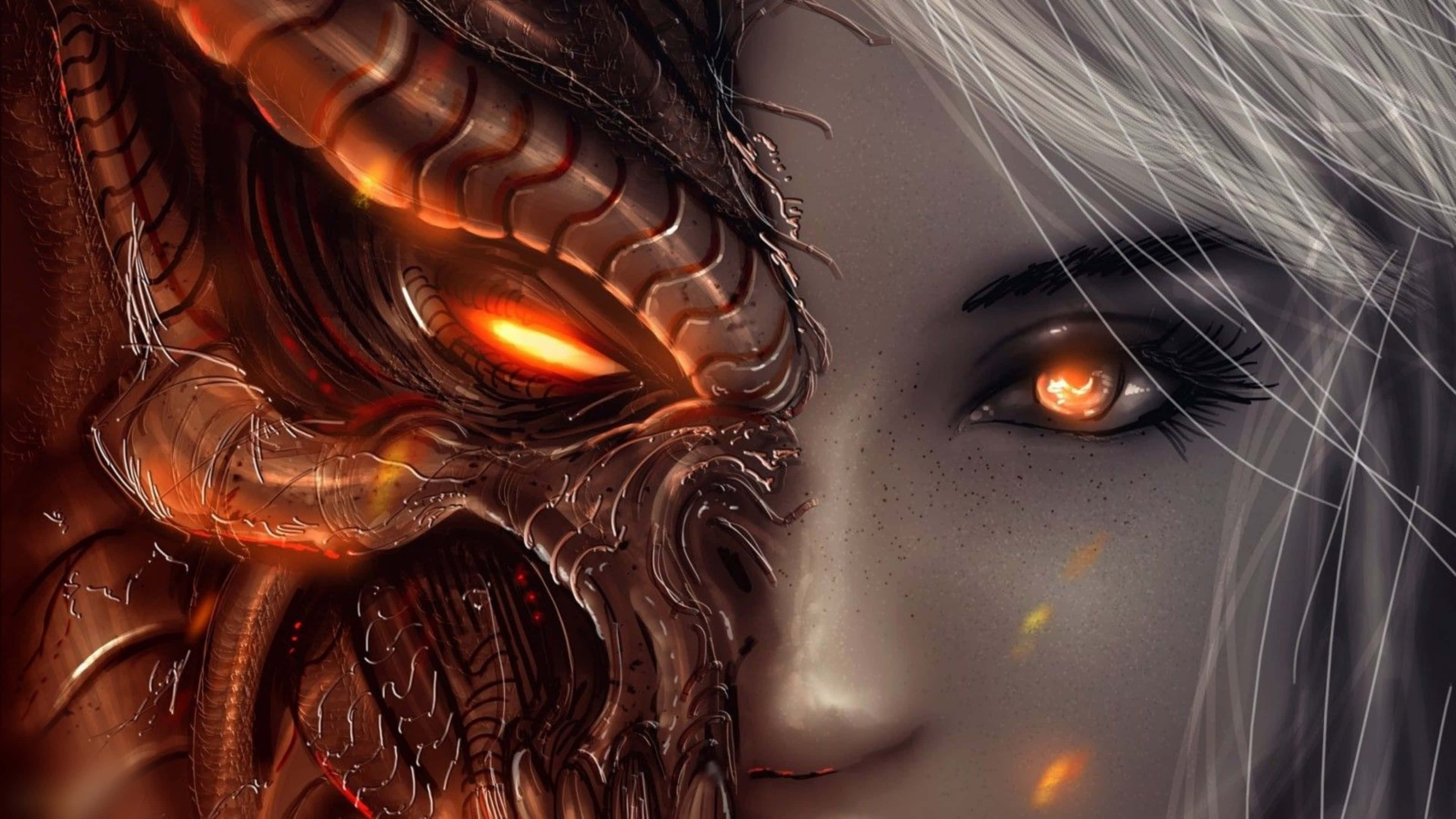 Diablo 4K 半龙与女性特写 壁纸