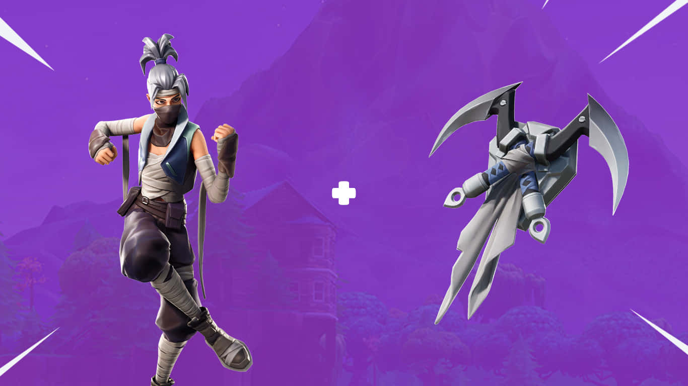 紫色背景下的Fortnite角色Kuno 壁纸