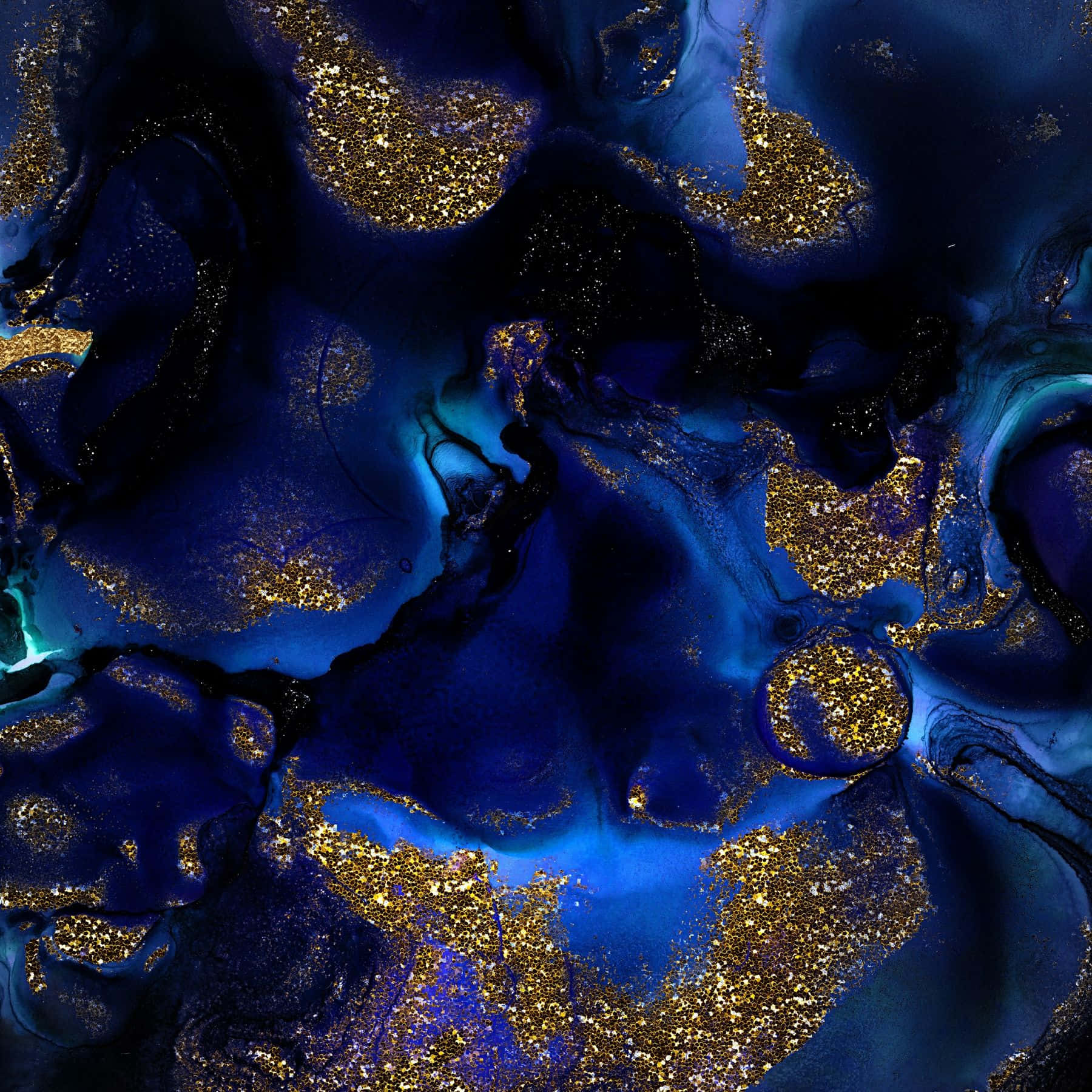 闪亮蓝色背景与金色 glitter 壁纸