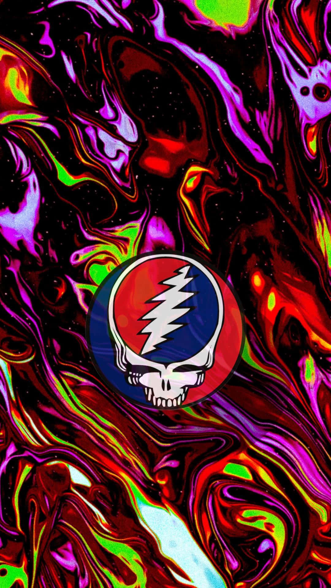 Grateful Dead iPhone 弹性发光皮肤与骷髅标志 壁纸