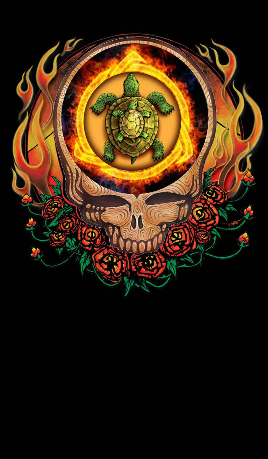 骷髅与乌龟的Grateful Dead iPhone 壁纸