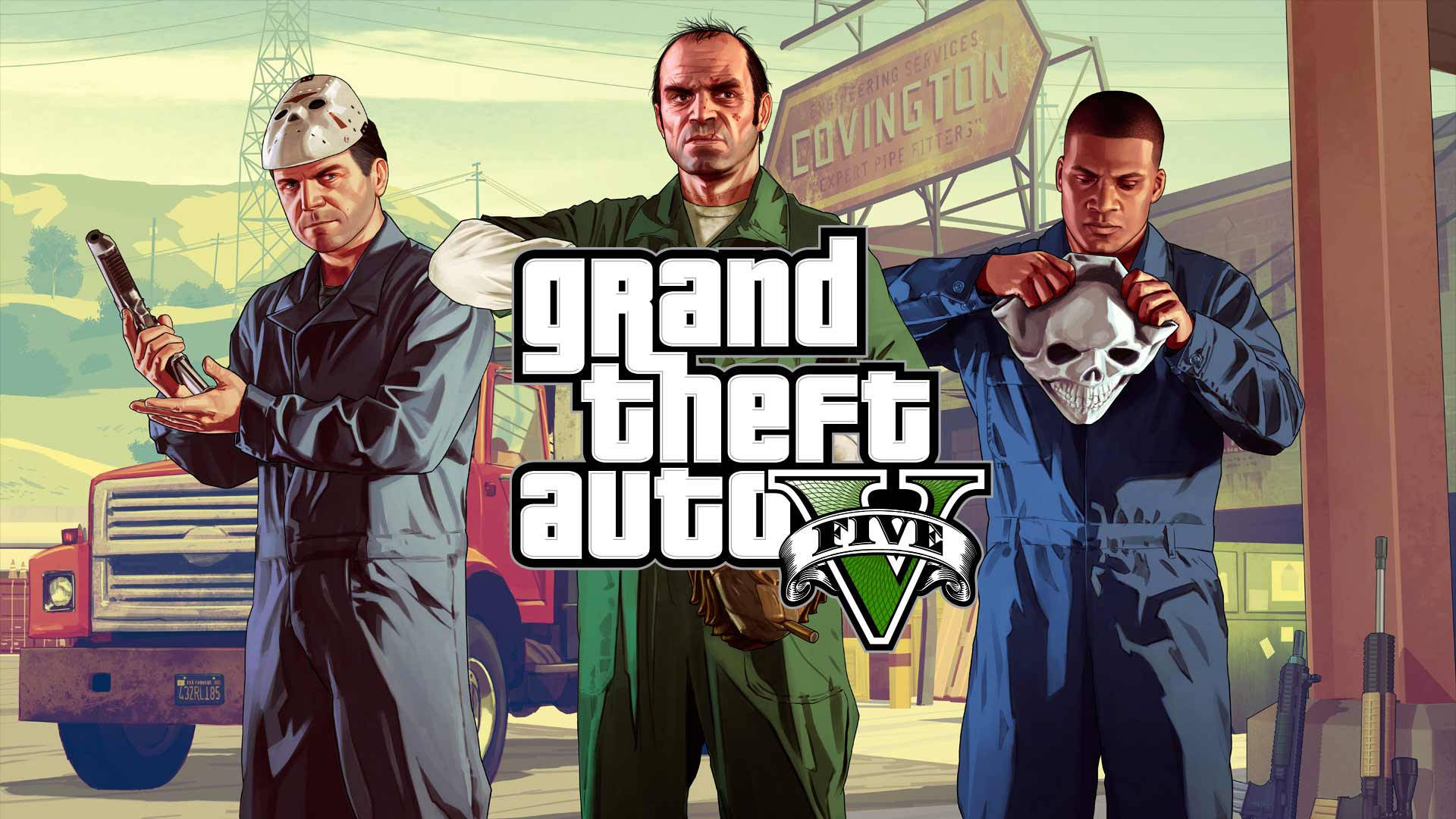 GTA 5惊险抢劫场景，1080p高清呈现 壁纸