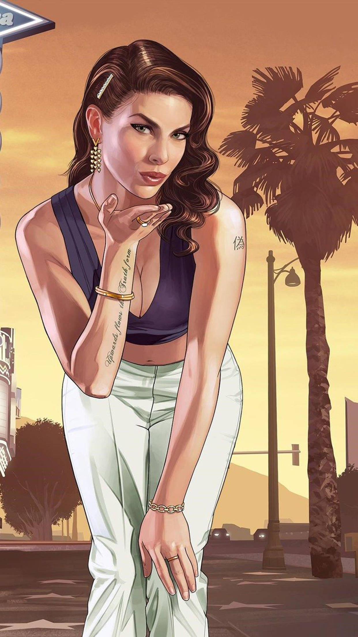 GTA iPhone 深棕发女孩 壁纸