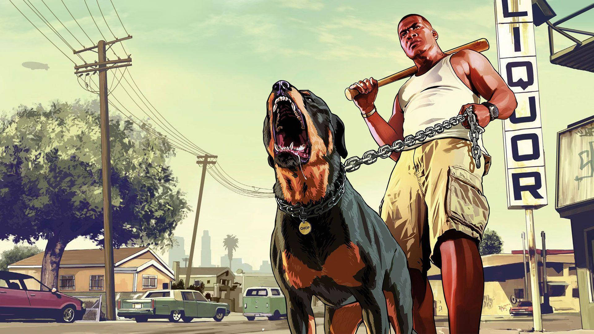 GTA SA 4K 卡尔·约翰逊与狗 壁纸