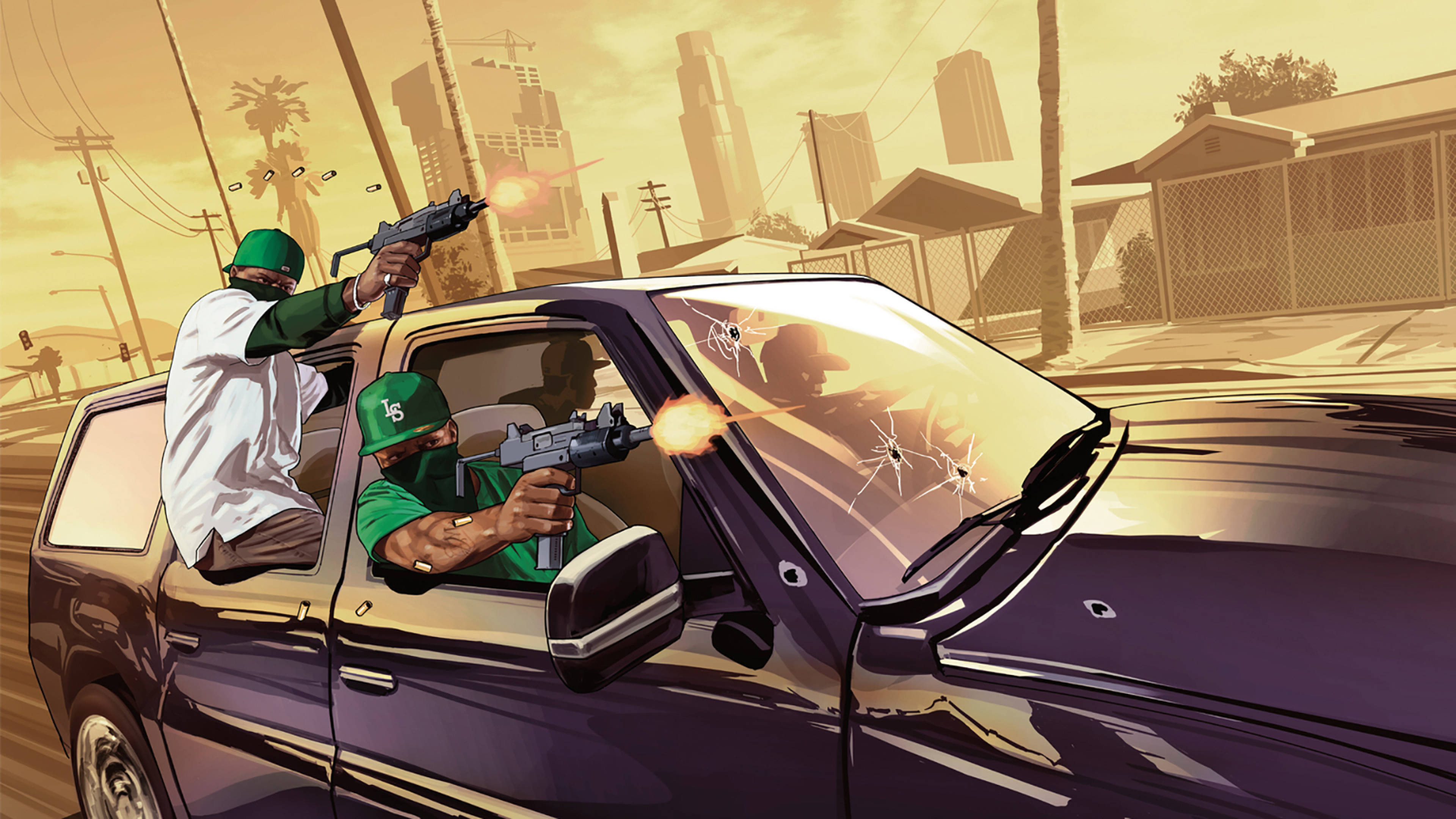 GTA SA 4K 车内射击 壁纸