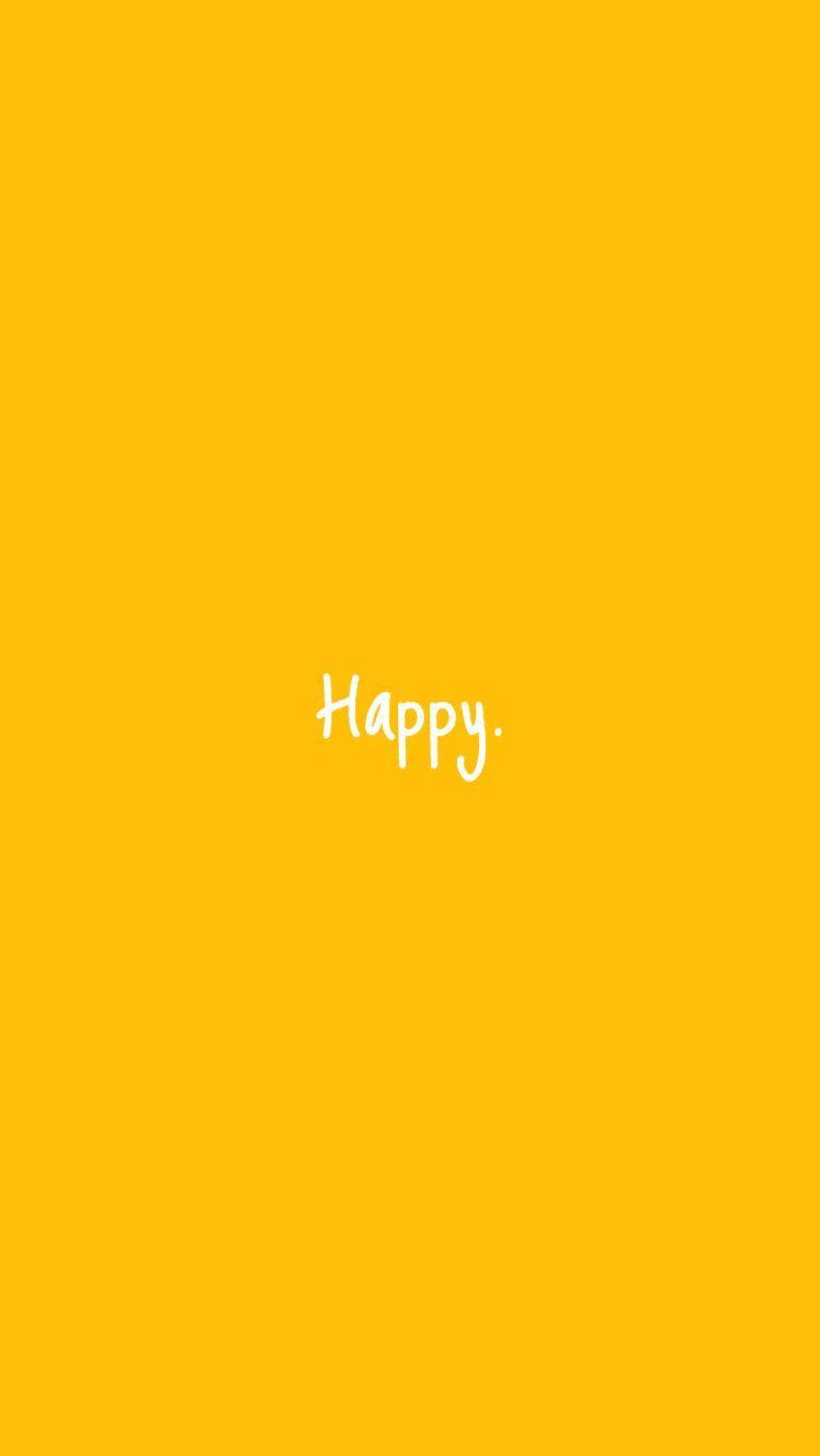 可爱淡黄色美学壁纸，刻有“Happy”字样 壁纸