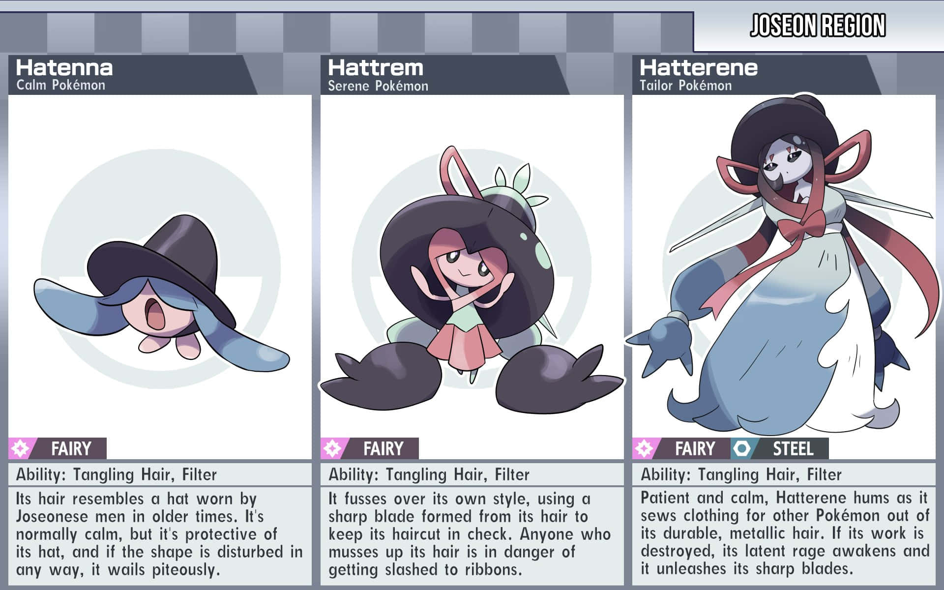 Hatenna、Hattrem与Hatterene及其描述 壁纸
