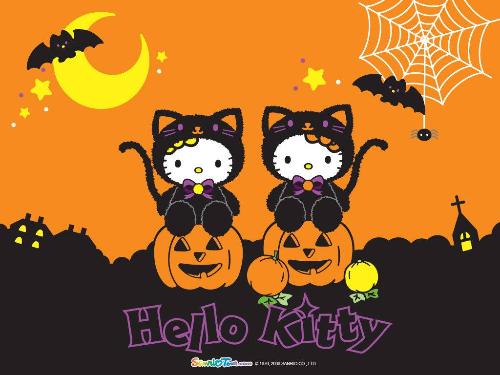 可爱万圣节两只Hello Kitty 壁纸