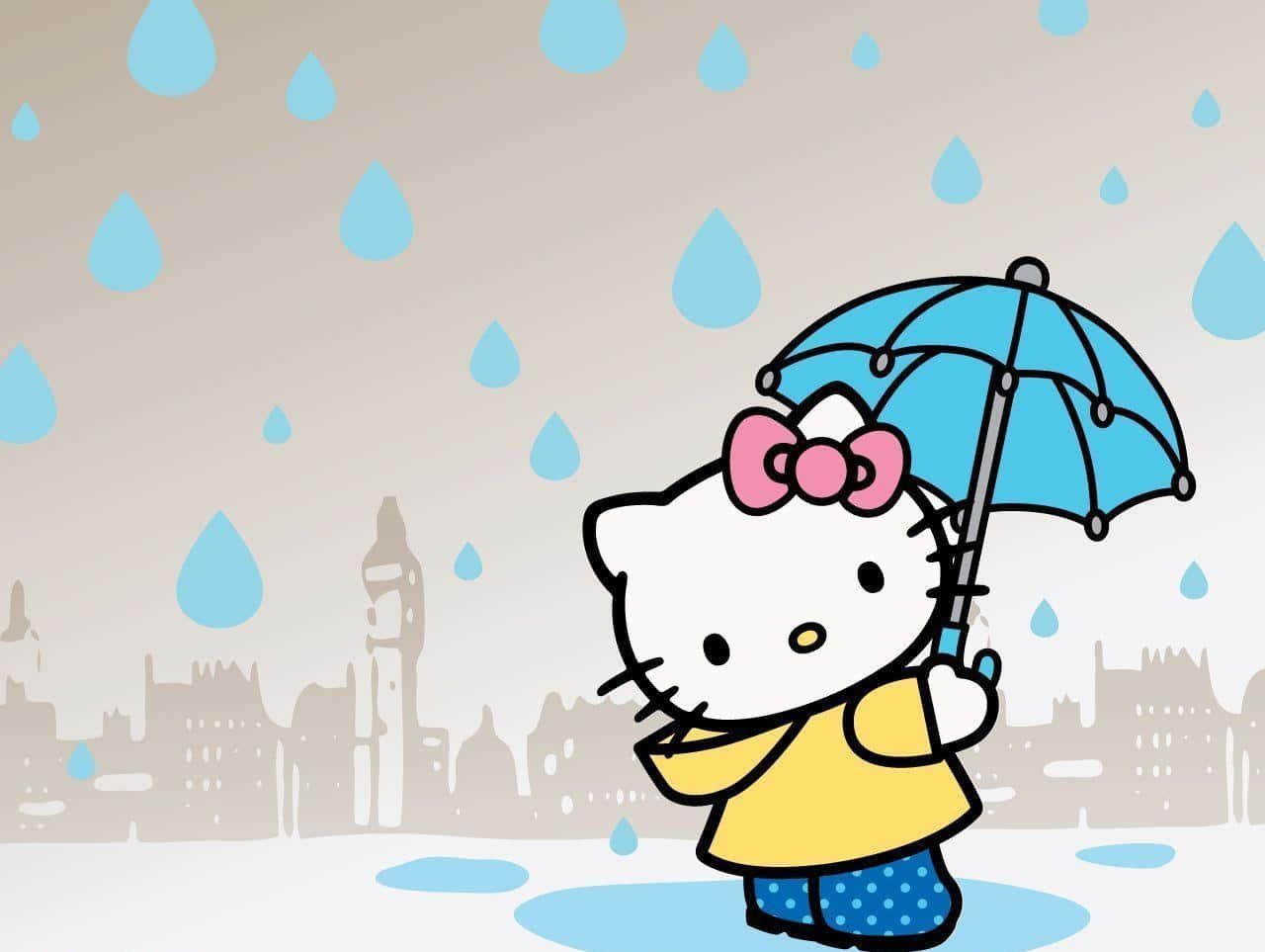 Hello Kitty 笔记本电脑雨城 壁纸