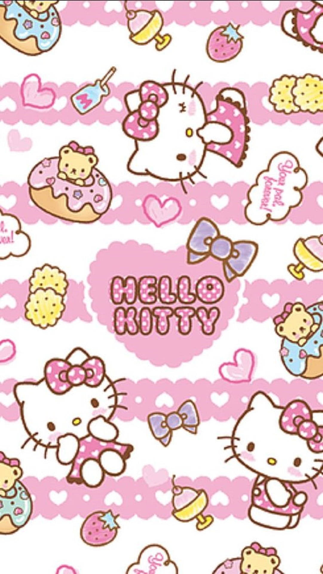 粉色Hello Kitty美食图案 壁纸