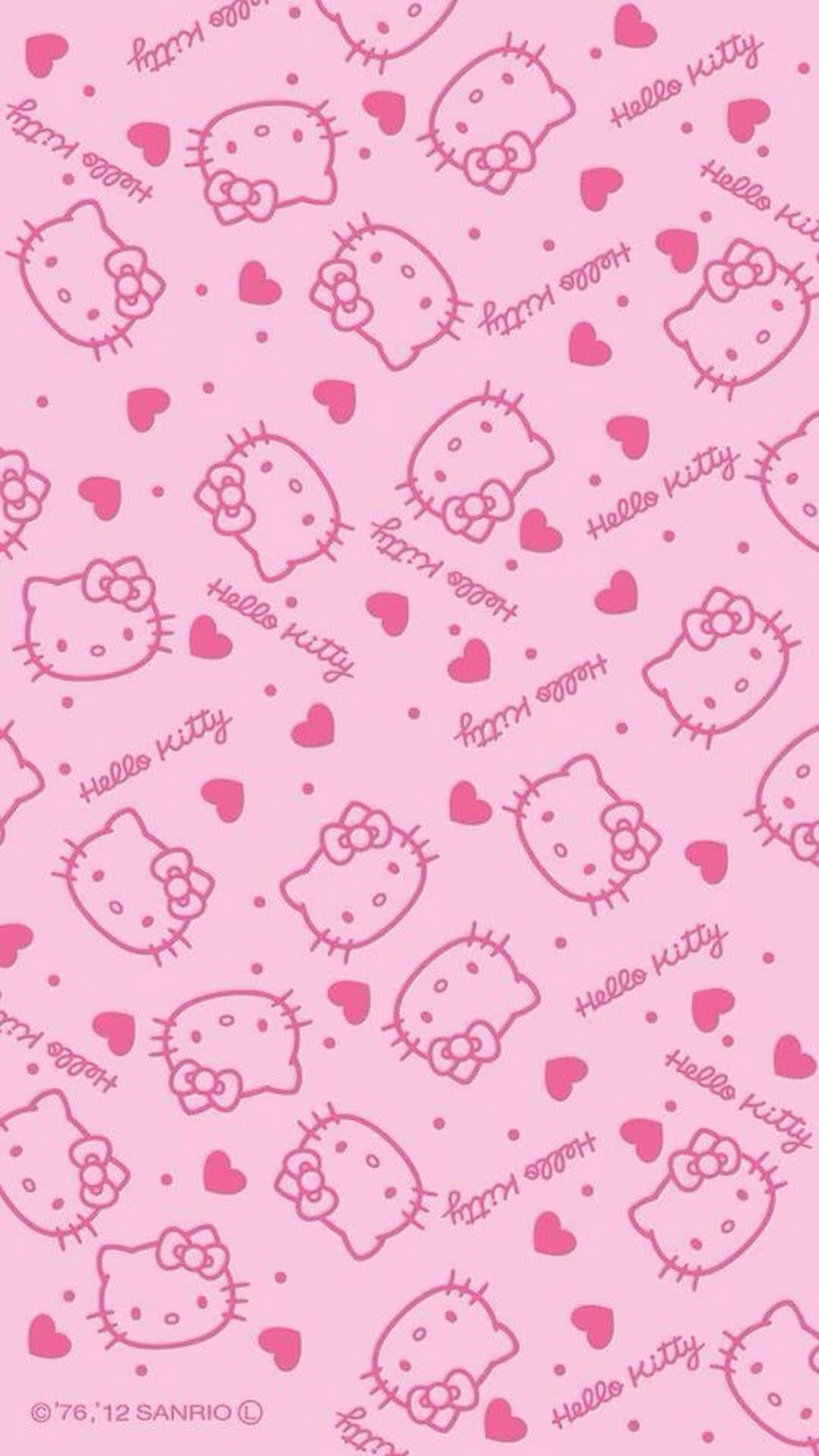 可爱粉色Hello Kitty爱心壁纸艺术 壁纸