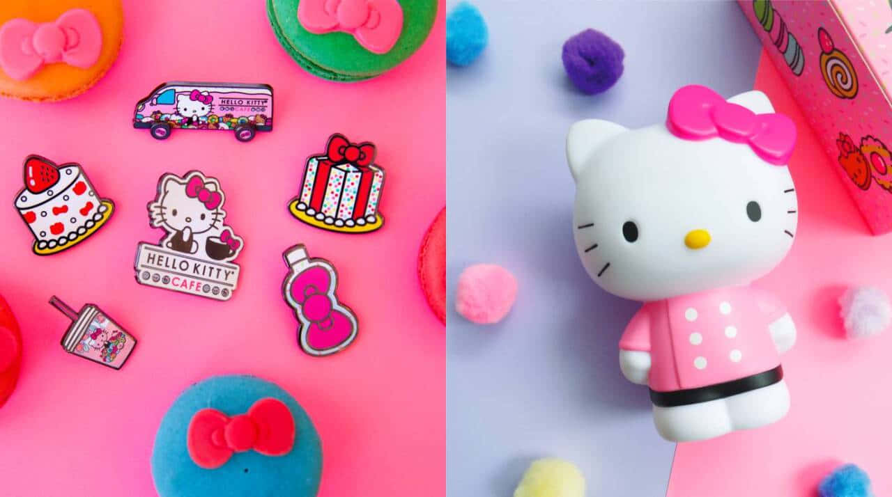 穿着彩色粉色连衣裙的可爱Hello Kitty！ 壁纸