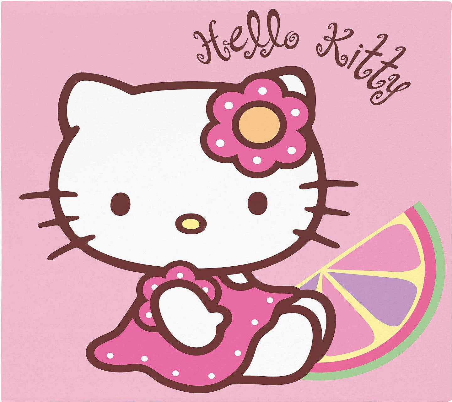 粉色Hello Kitty与橙片 壁纸