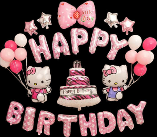 Hello Kitty生日气球与蛋糕 壁纸