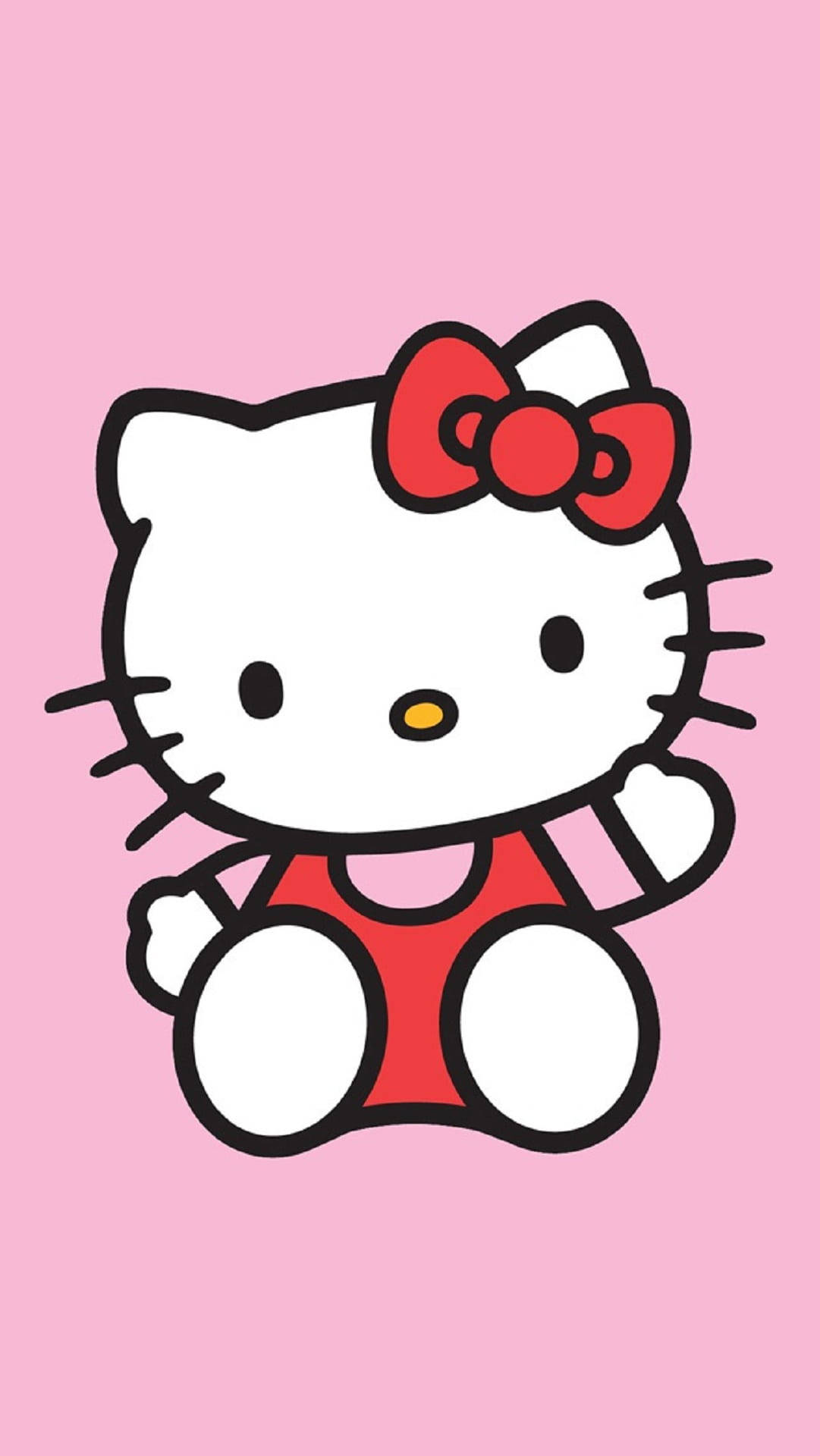 粉色Hello Kitty挥手坐姿 壁纸