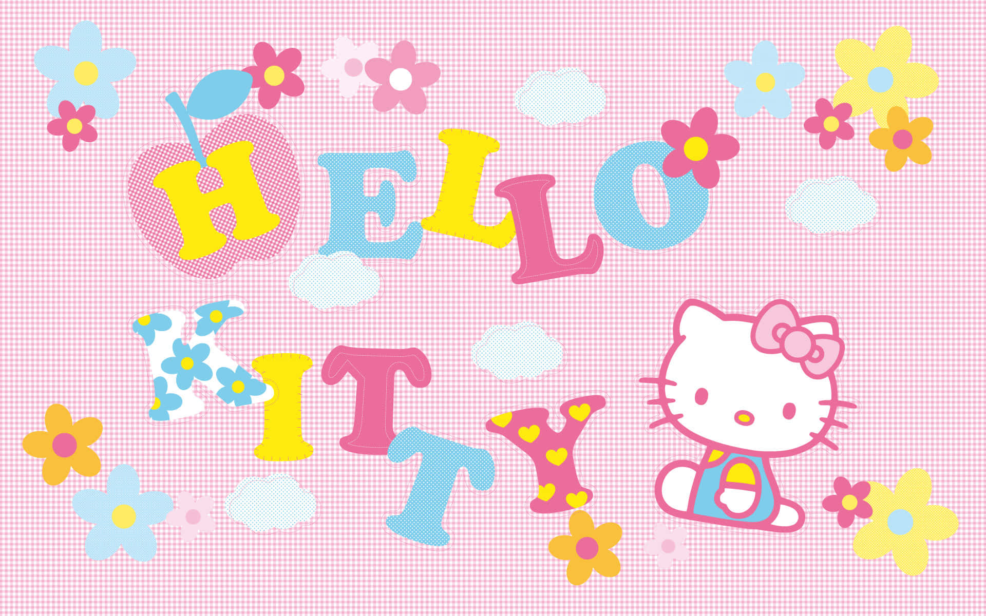 Hello Kitty 粉色花卉美学背景 壁纸