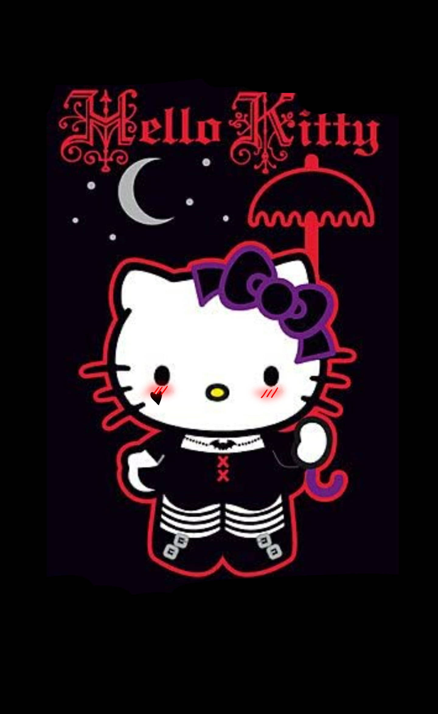 黑色暗黑系装扮Hello Kitty 壁纸