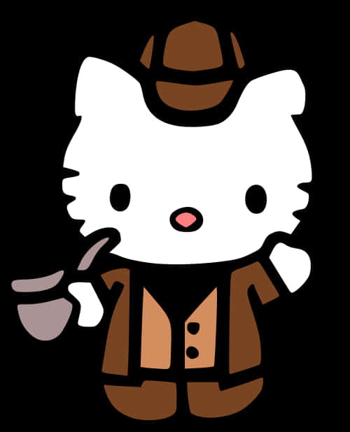 Hello Kitty侦探装扮 壁纸