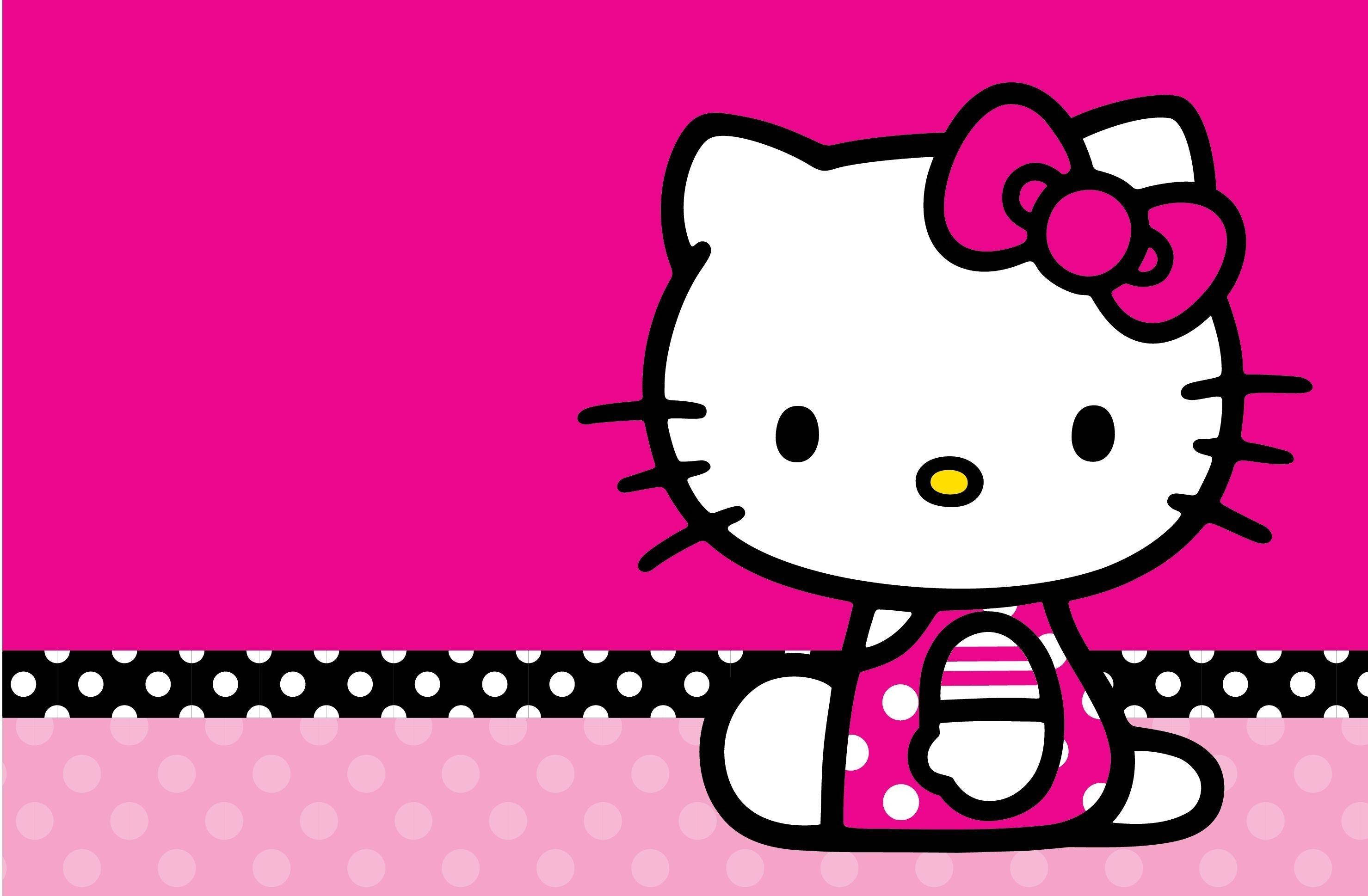粉色Hello Kitty在分区背景中 壁纸