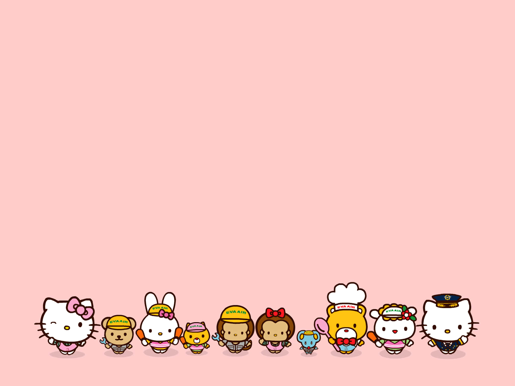 Hello Kitty 与三丽鸥角色并排背景 壁纸