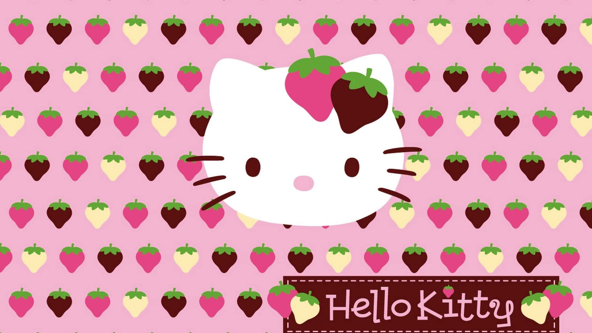 Hello Kitty 草莓图案背景 壁纸