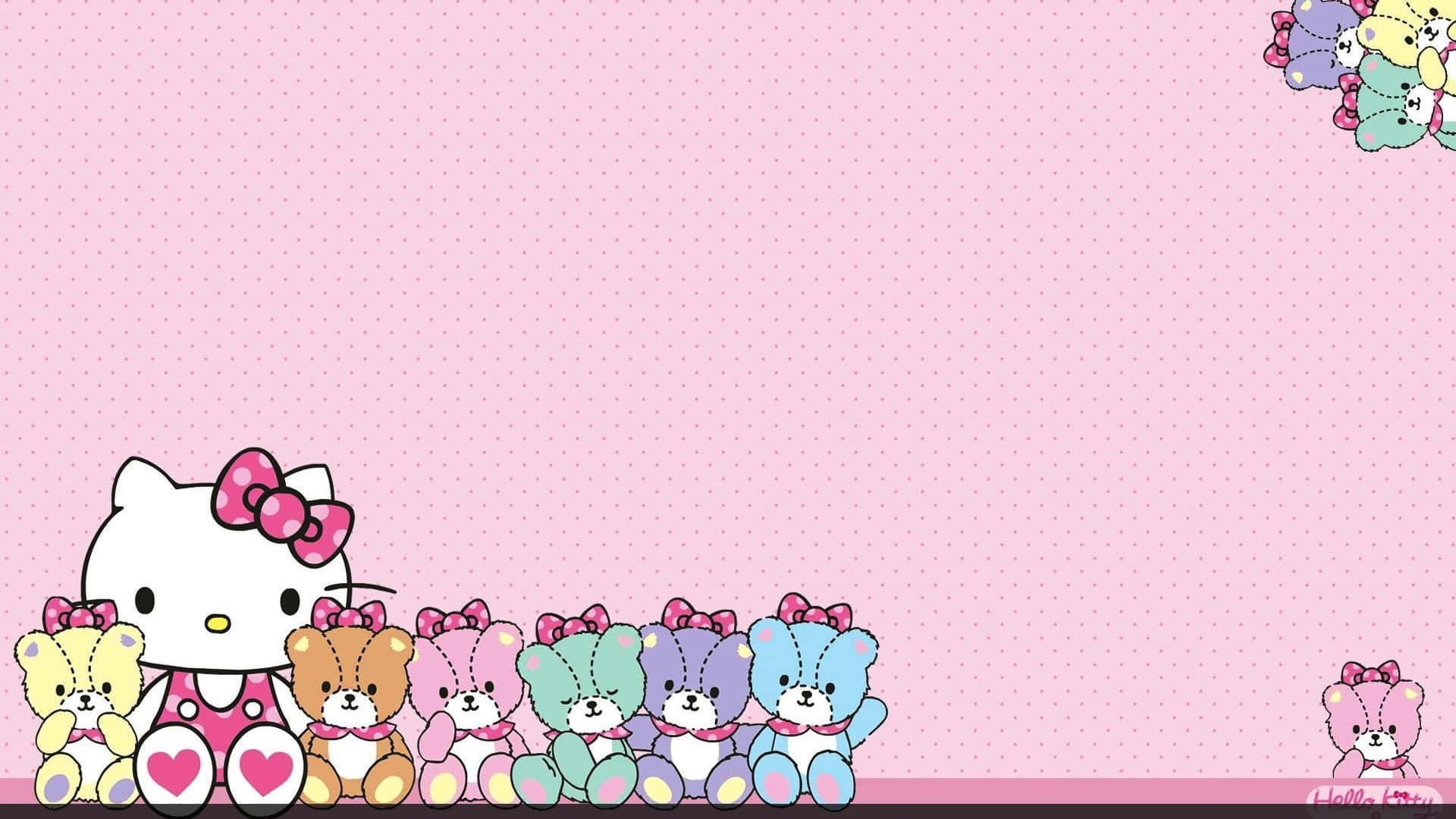 Hello Kitty与泰迪熊背景 壁纸