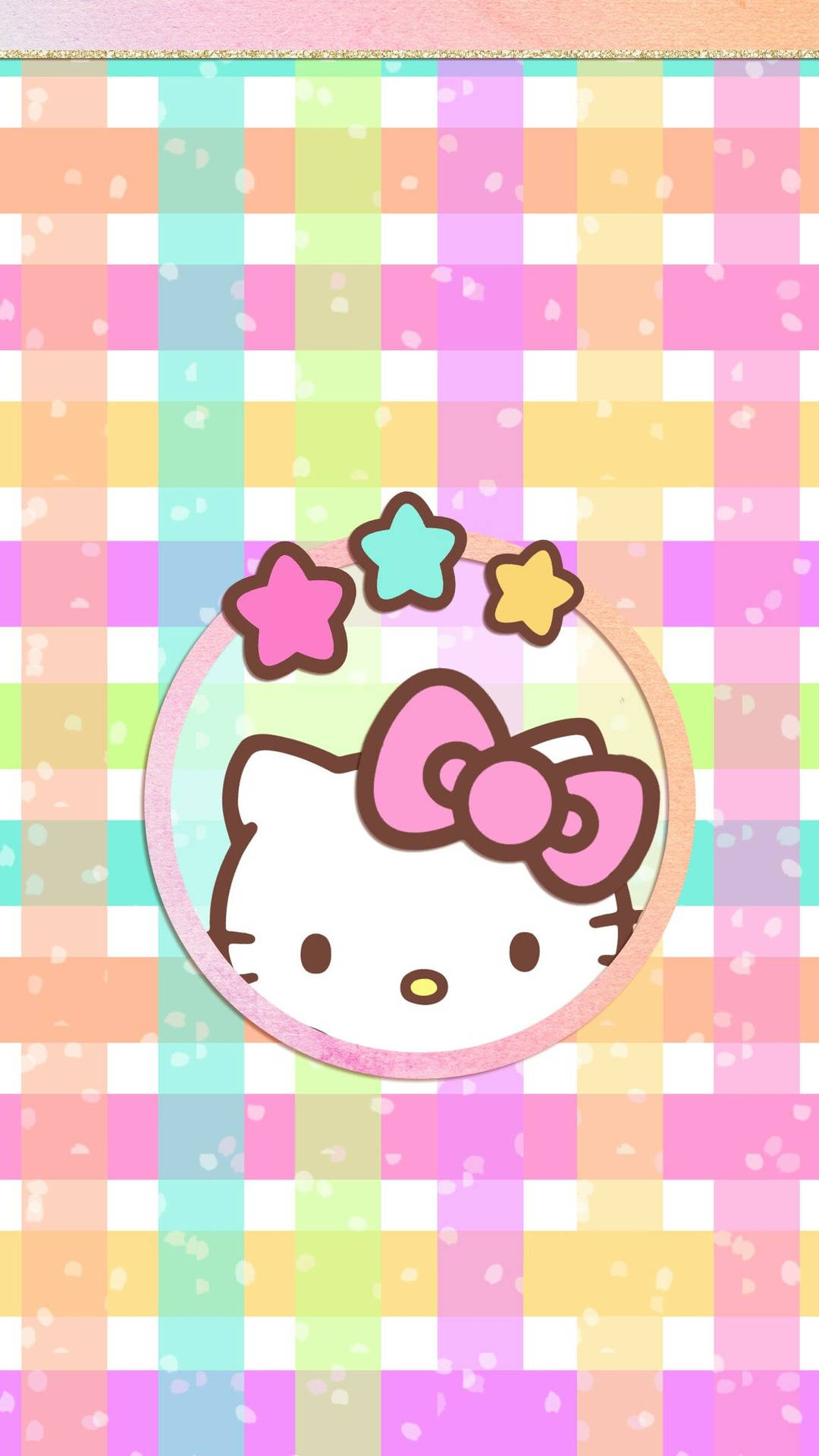 Hello Kitty卡哇伊编织柔和色彩壁纸。