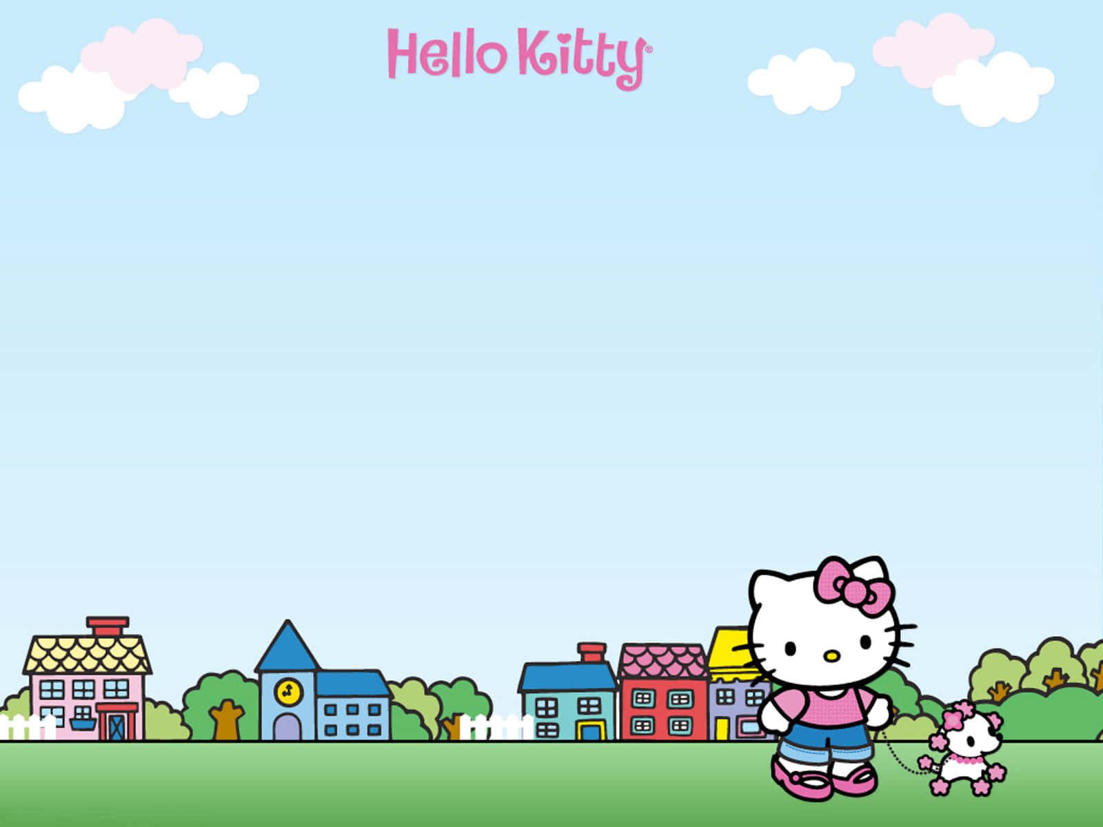 Hello Kitty在田野背景中 壁纸