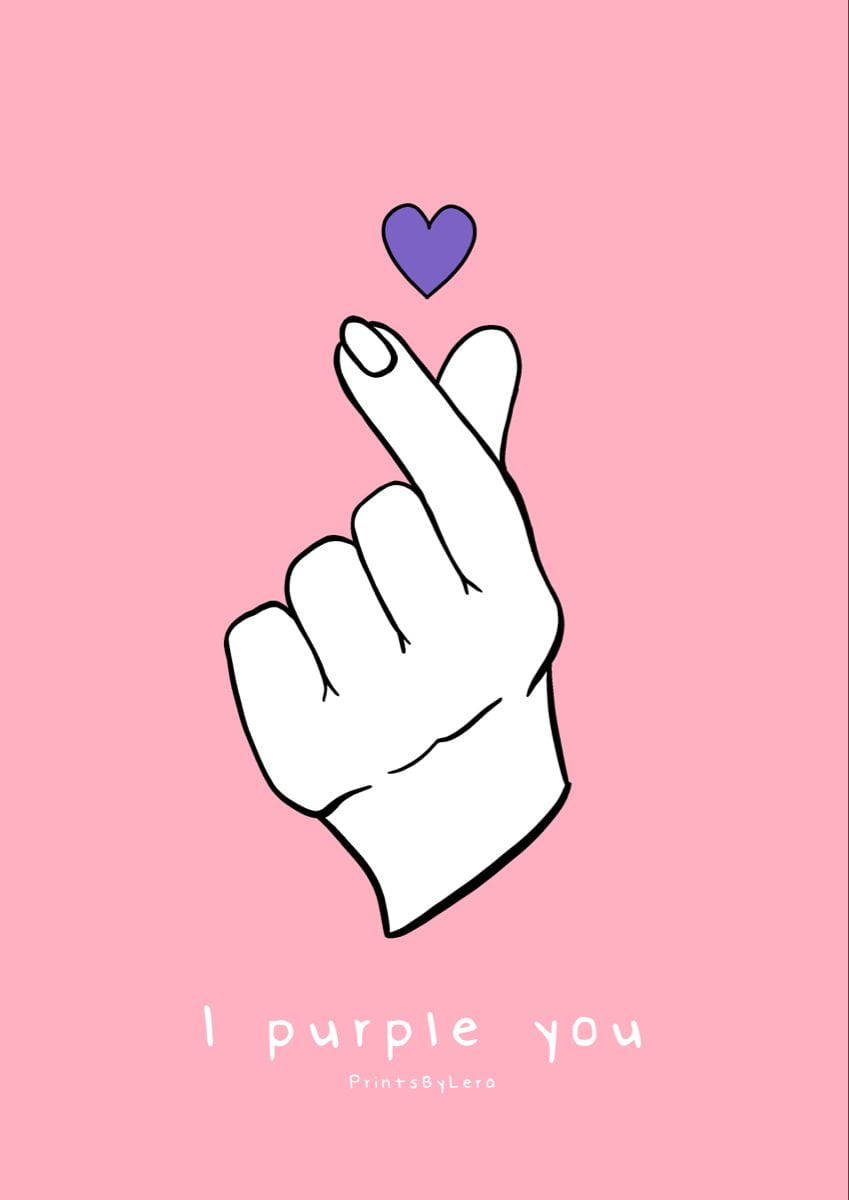 手指比心 I Purple You 背景 壁纸