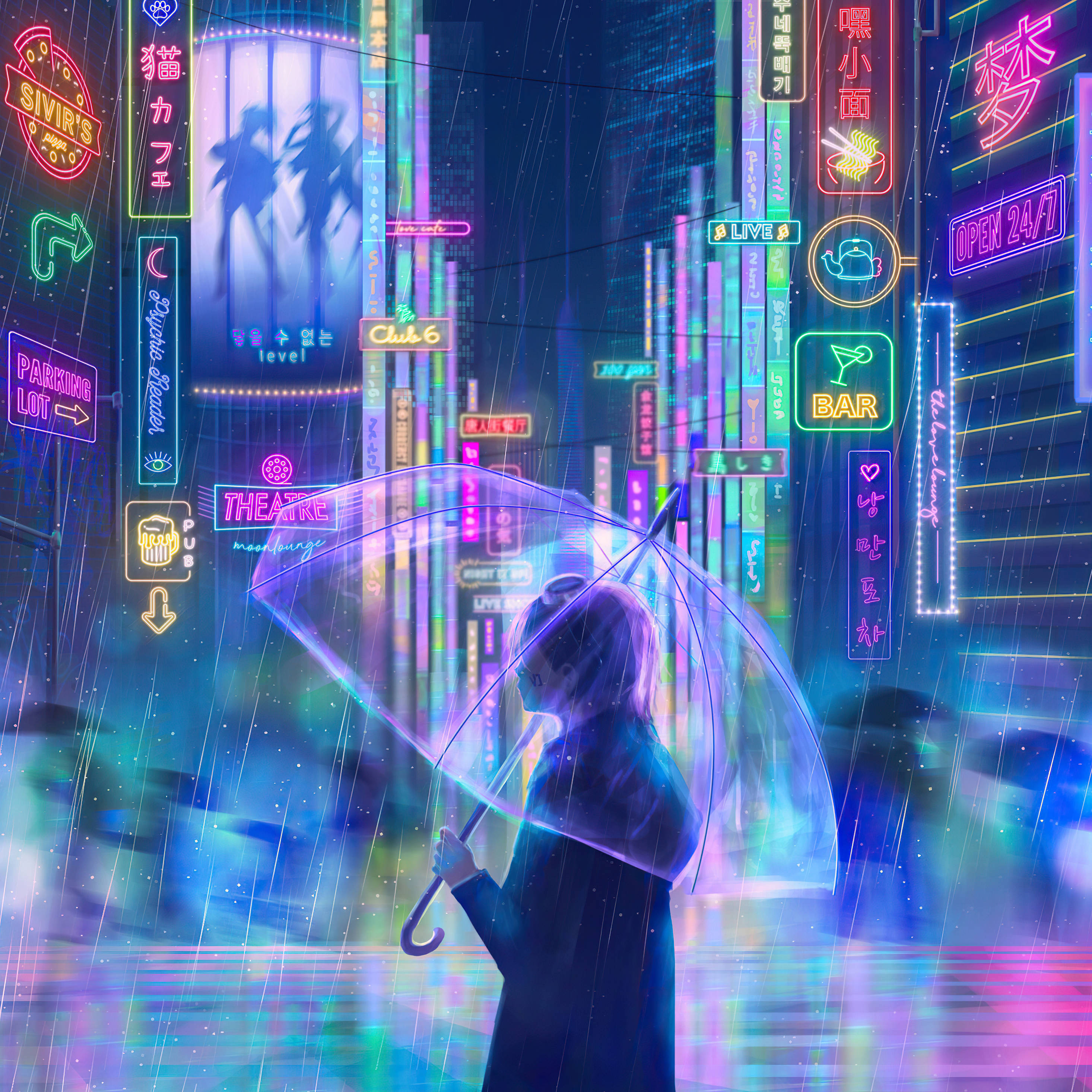 霓虹城市动漫iPad壁纸 壁纸