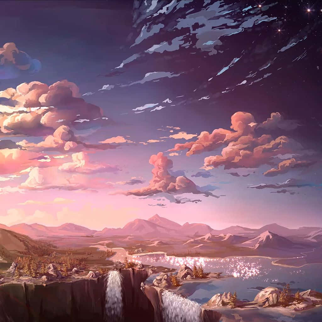 可爱美学iPad瀑布风景 壁纸