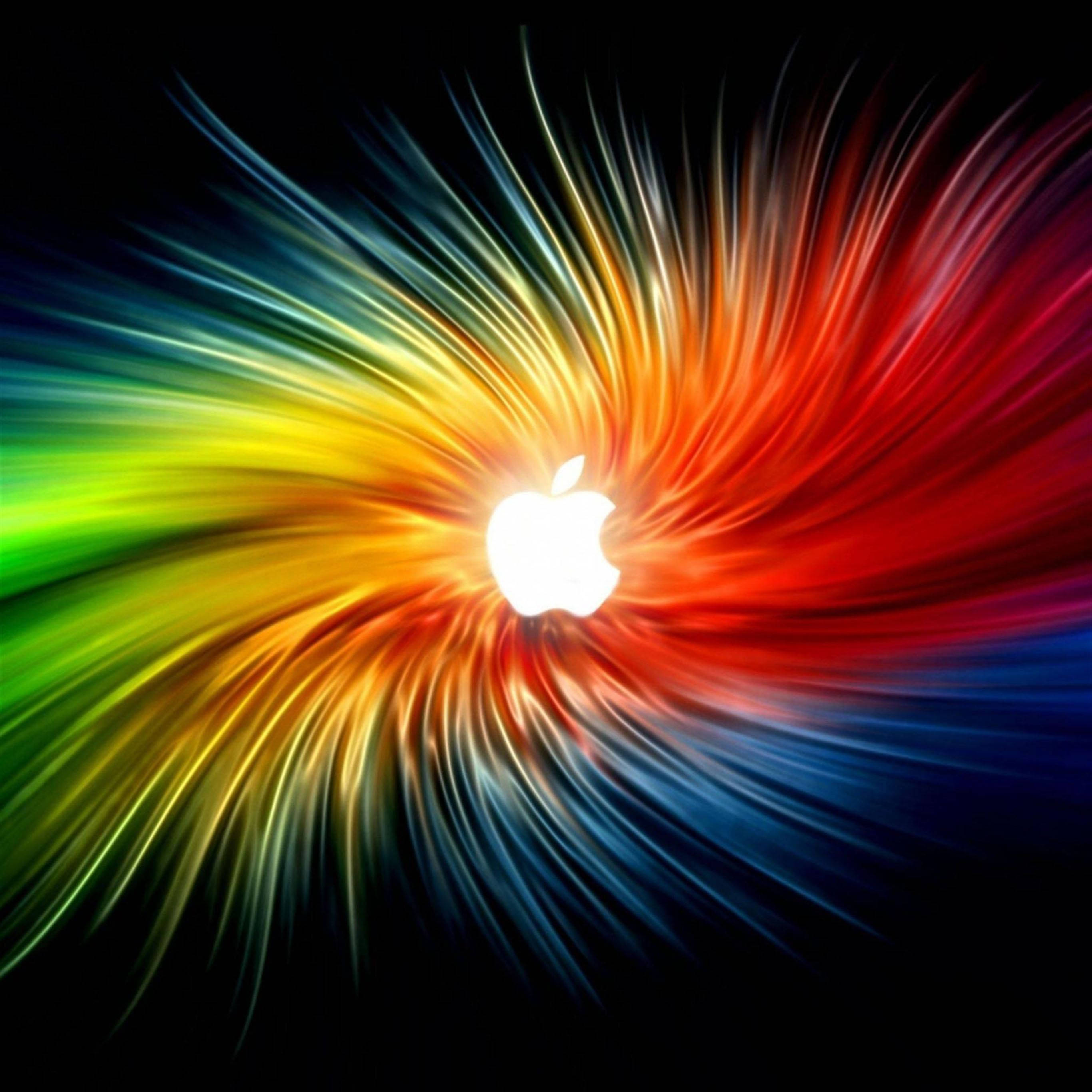 iPad Pro 苹果标志彩虹布料 壁纸