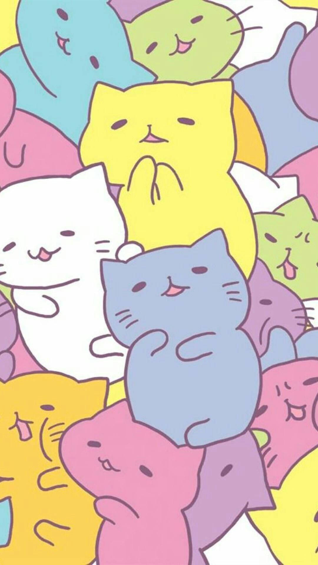 iPad上绘制的可爱卡哇伊猫咪插画 壁纸