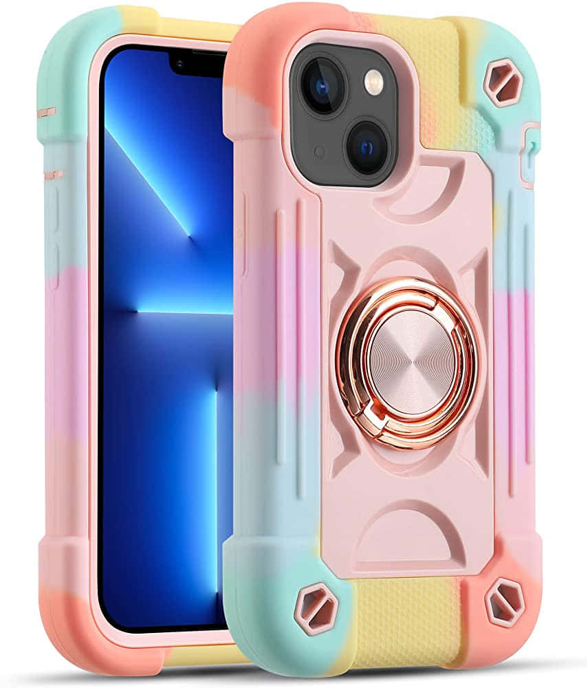 带有圆环的彩色iPhone 11手机壳 壁纸