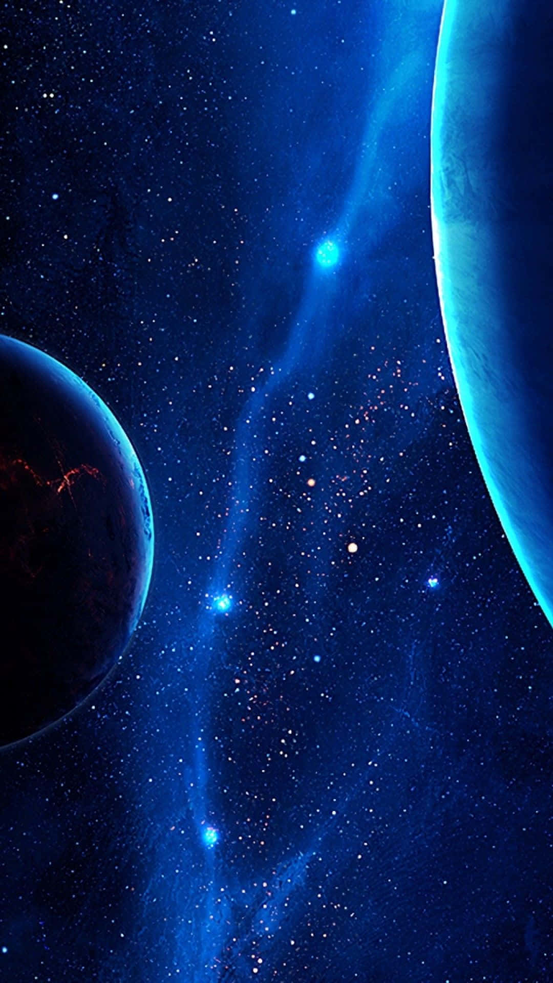 蓝色宇宙中闪烁的星辰 iPhone 壁纸