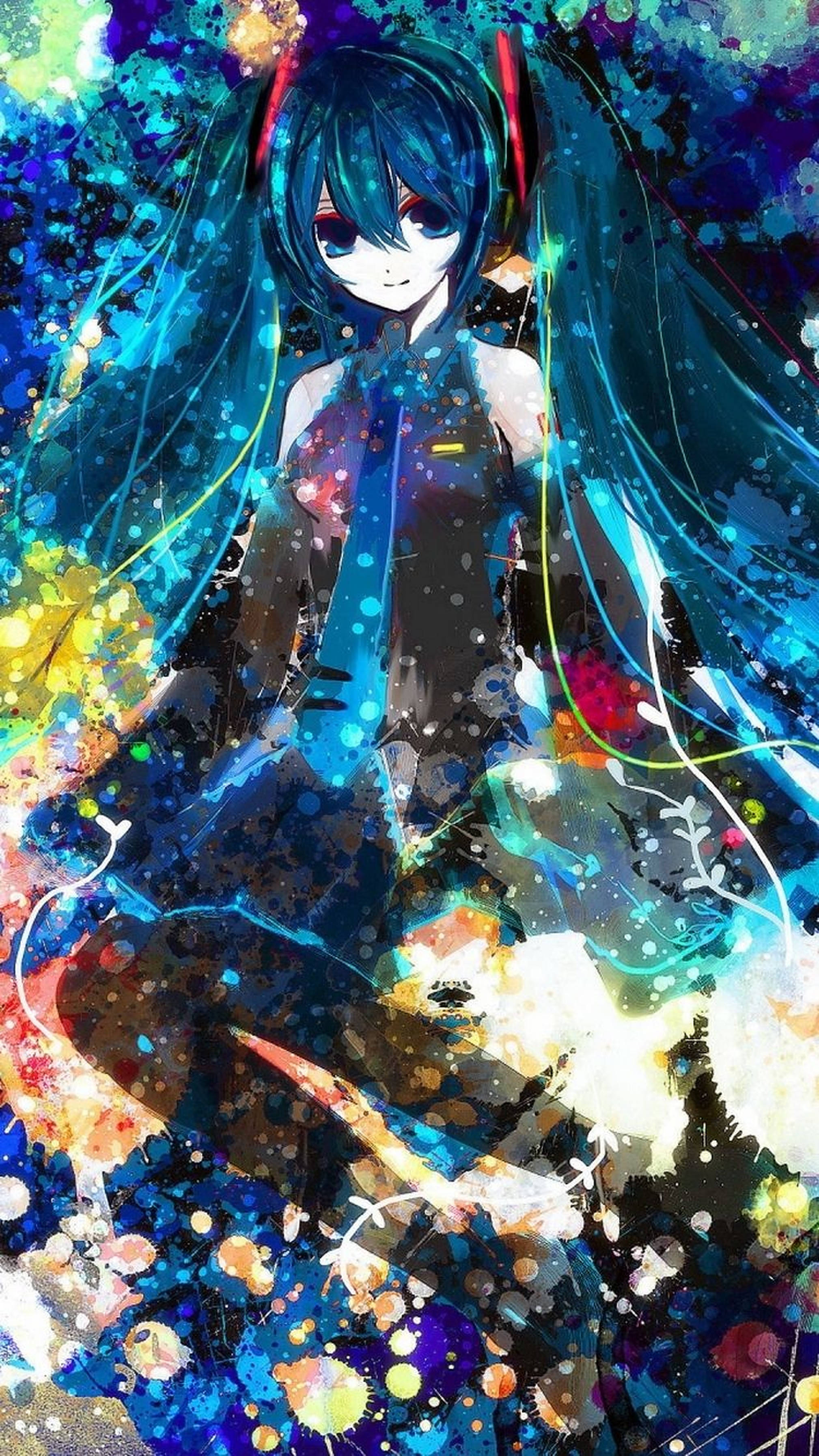 初音未来绘画动漫iPhone 壁纸
