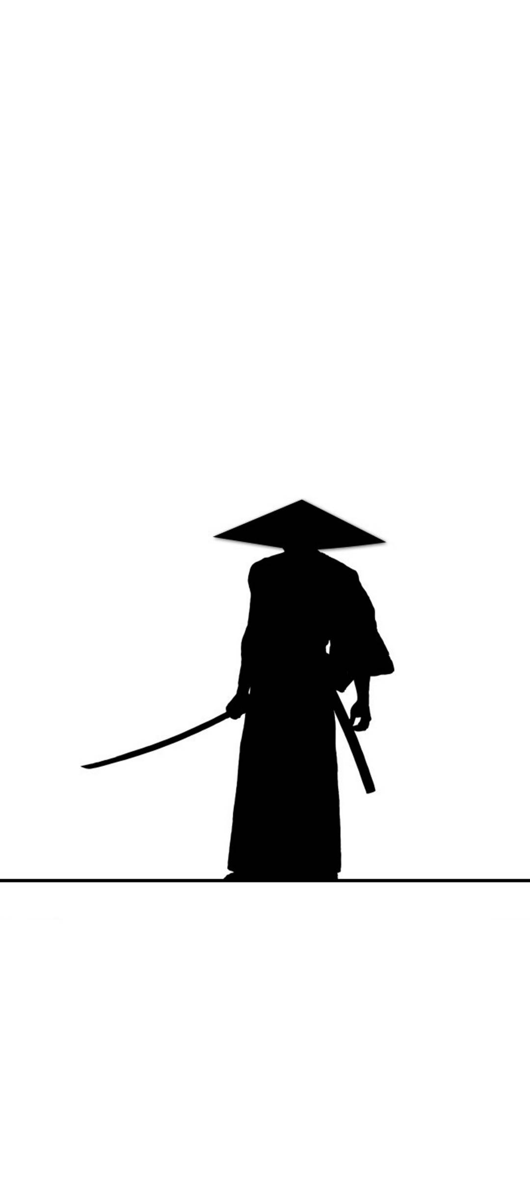 白色武士剪影 iPhone 壁纸