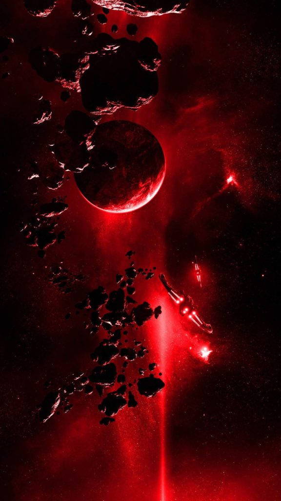 红色星球与星系太空iPhone 壁纸