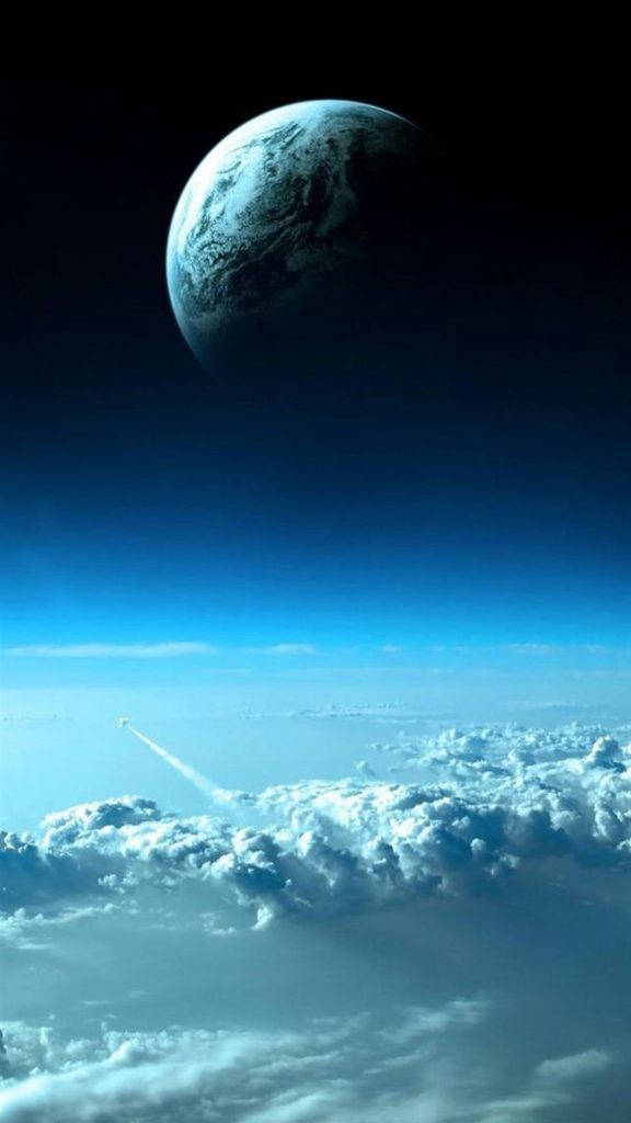 云朵与星球太空iPhone壁纸 壁纸