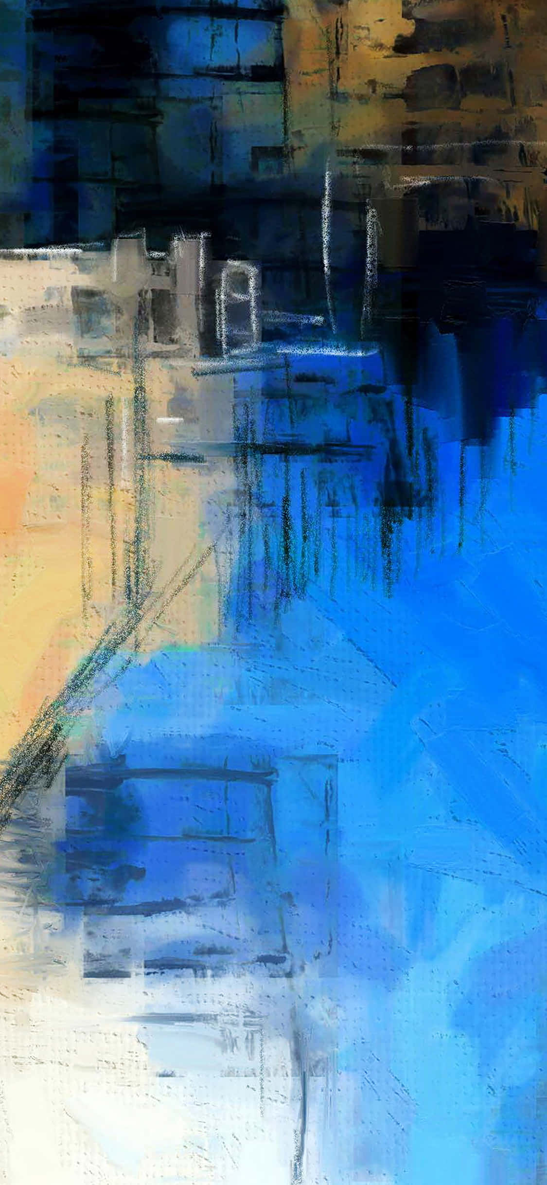 一幅明亮多彩的超现实风景水彩画，适合用作iPhone壁纸。 壁纸