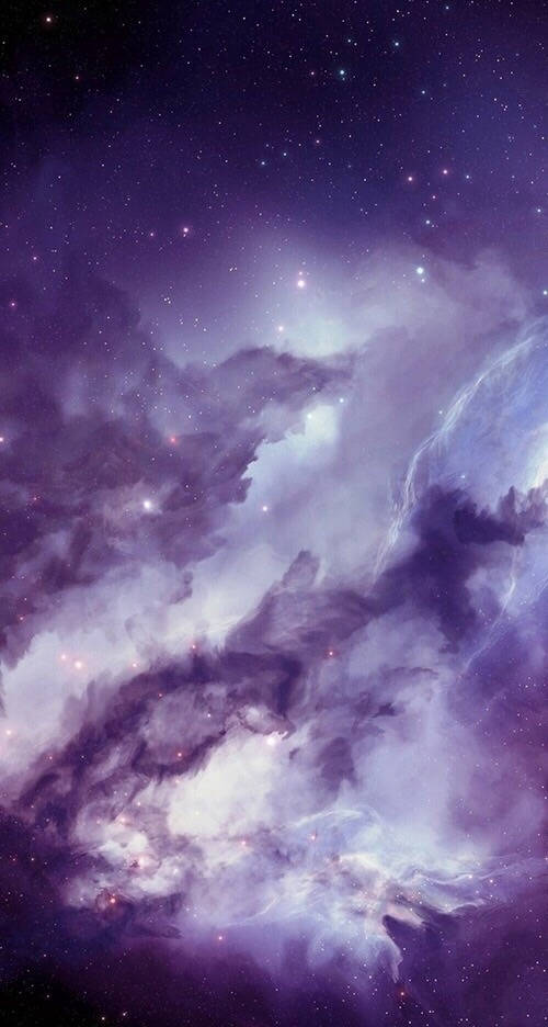 紫色星系白色云朵iPhone壁纸 壁纸