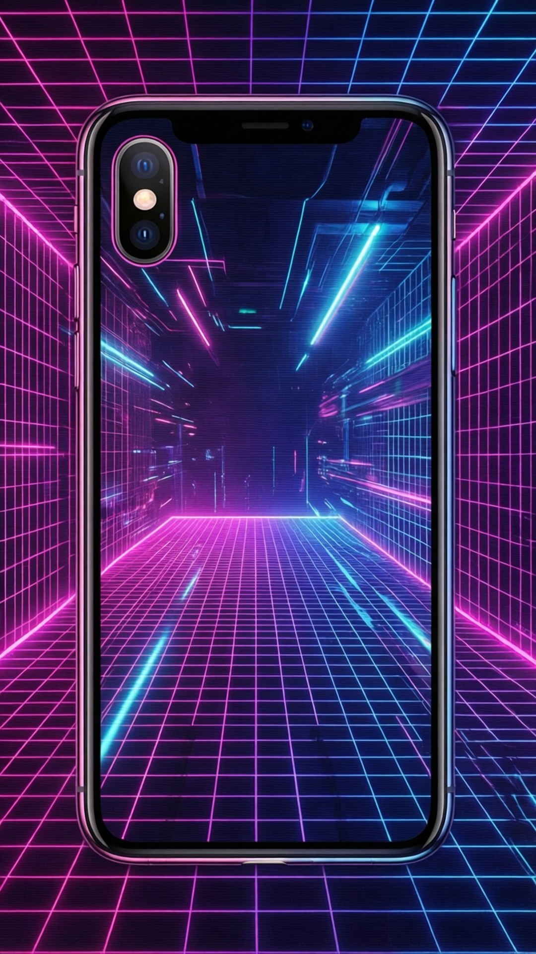 霓虹网格iPhone X 壁纸