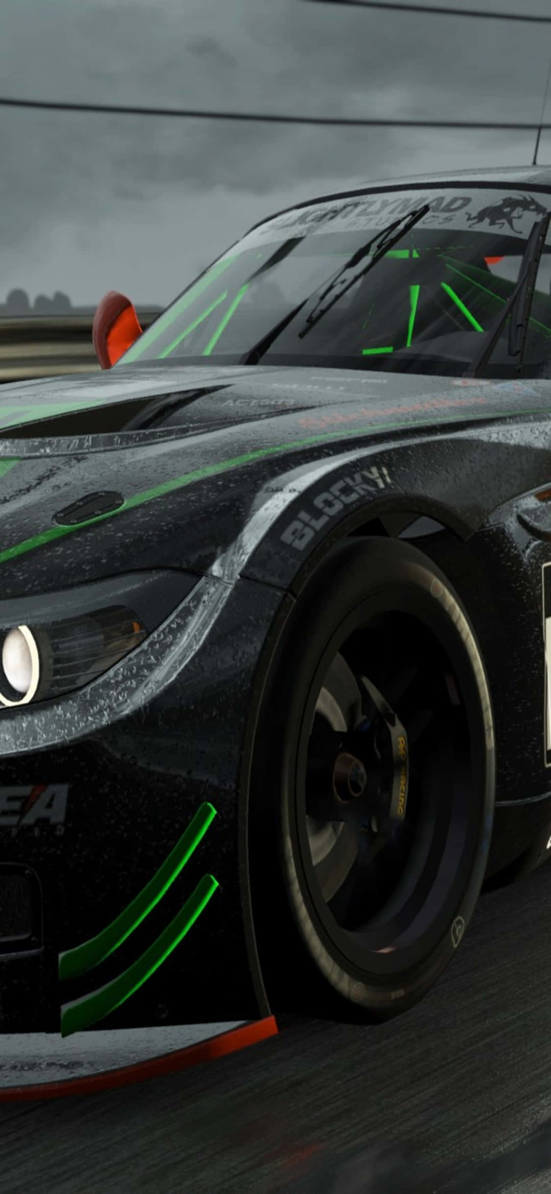iPhone X 赛车计划背景 亮黑色BMW Z4 GT3 (E89) 壁纸